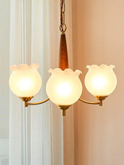 Tulips Glass Wood Crown Chandelier