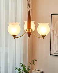 Tulips Glass Wood Crown Chandelier