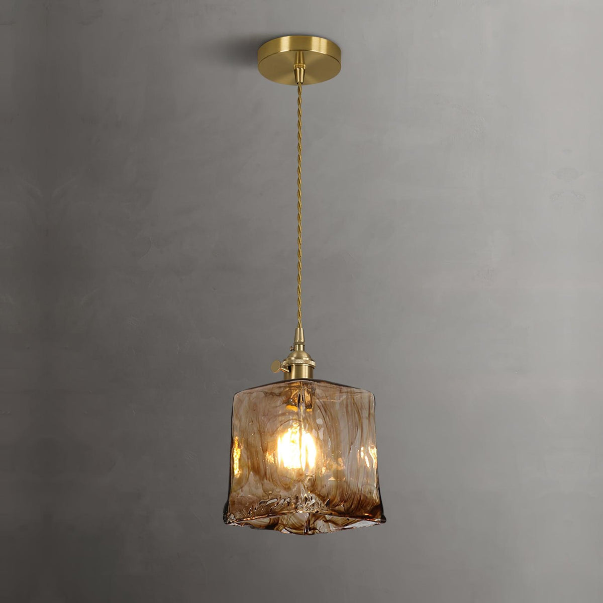 Vintage Brown Glass Droplight Pendant Light
