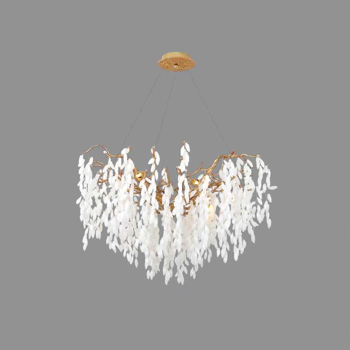 White Jade Branch Brass Gasolier Chandelier
