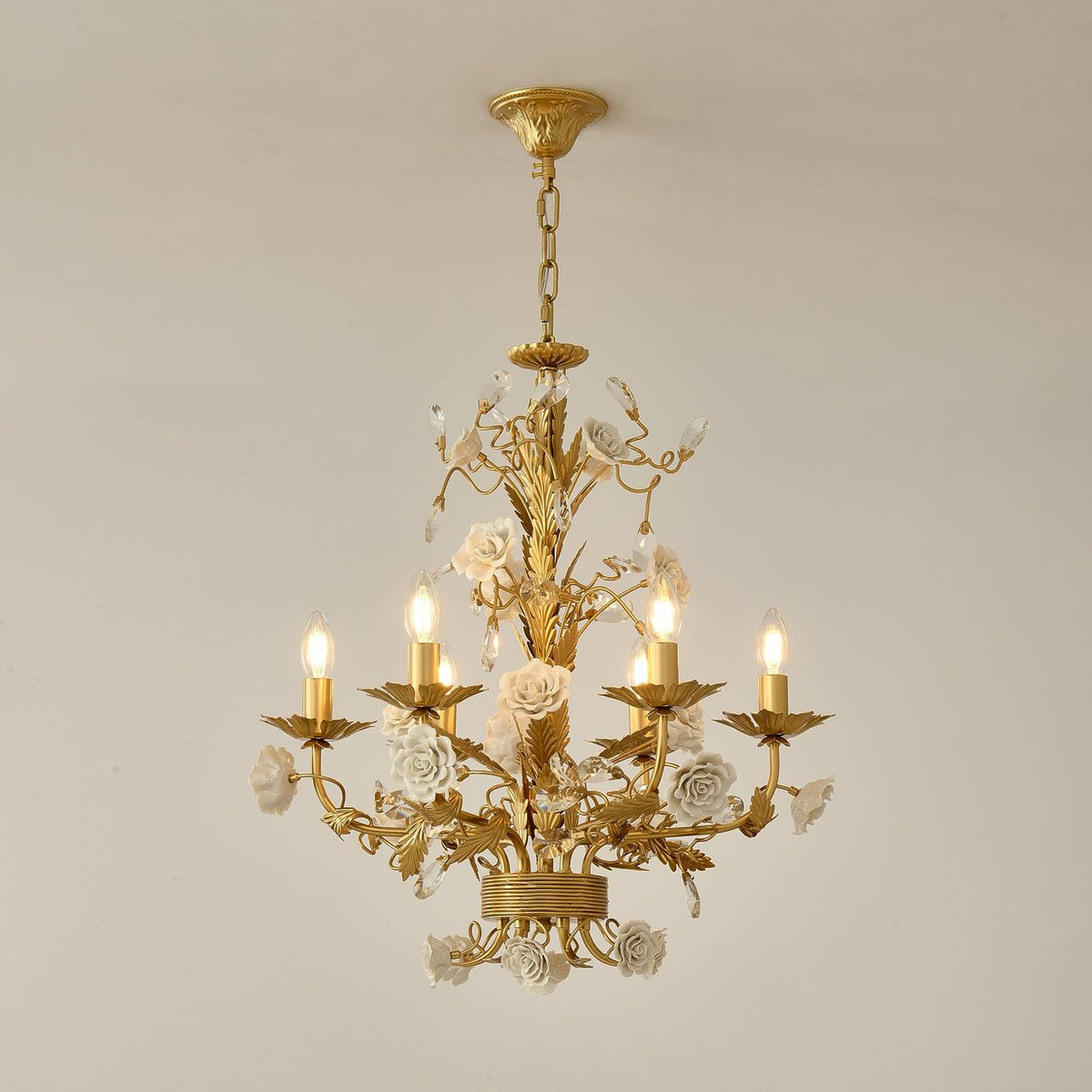 White Rose Crystal Gasolier Chandelier