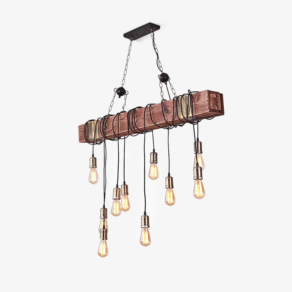 Wood Hanging Multi Gasolier Chandelier