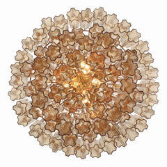 20 Light Aged Brass Chandelier Glass Amber 31.5"W x 50.5"H x 31.5"D