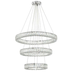 32" Wide LED Crystal Ring Chandelier