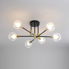 Modern Metal Glass Flush Mount Sputnik Light LED Bedroom Ceiling Lights