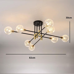 8-light Electroplated Metal Glass LED Modern Flush Mount Lighting