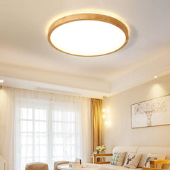 Circular Kitchen Flush Mount Lighting Bamboo Acrylic LED Living Room Ceiling Lights