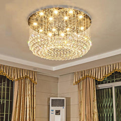 Glass-cicles Crystal LED Chandelier Drum Flush Mount Chandelier