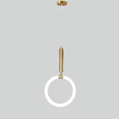 Circle Cylinder Island Pendant Lighting Metal Silica Gel LED Ceiling Light