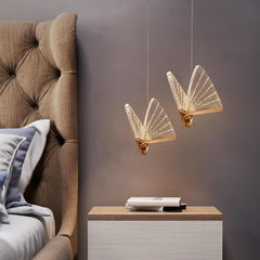 Butterfly Shaped Coastal Pendant Lights Metal Acrylic Bedroom Ceiling Lights