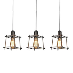 Square Metal Lantern Design LED Black Industrial Pendant Lighting Chandeliers