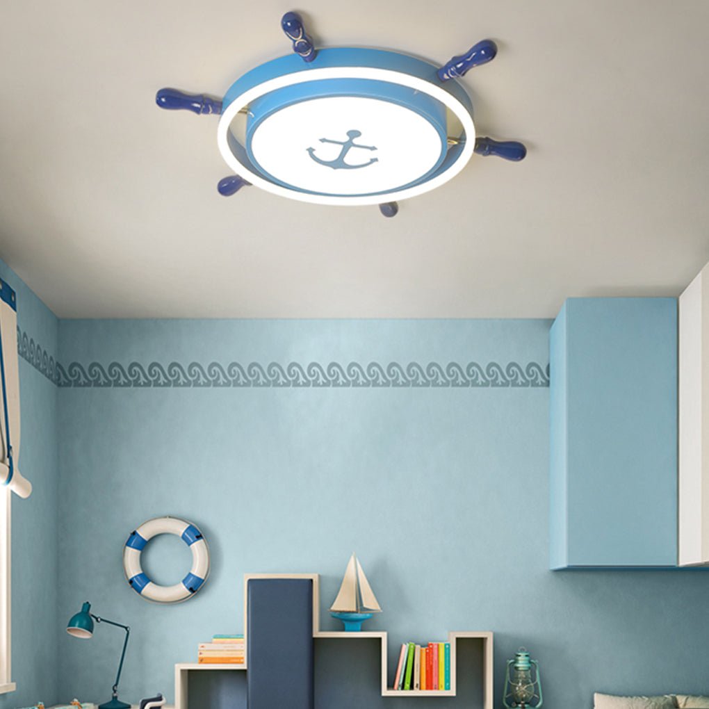 Plafondlamp in mediterrane stijl met roer-design en hoge lichtdoorlatendheid