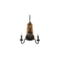 17" Wide Barrel Stave Madera 3 Light Chandelier