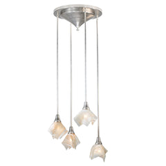 24" W Blush Swirl Handkerchief 4 Light Shower Flush Mount Ceiling Fixture