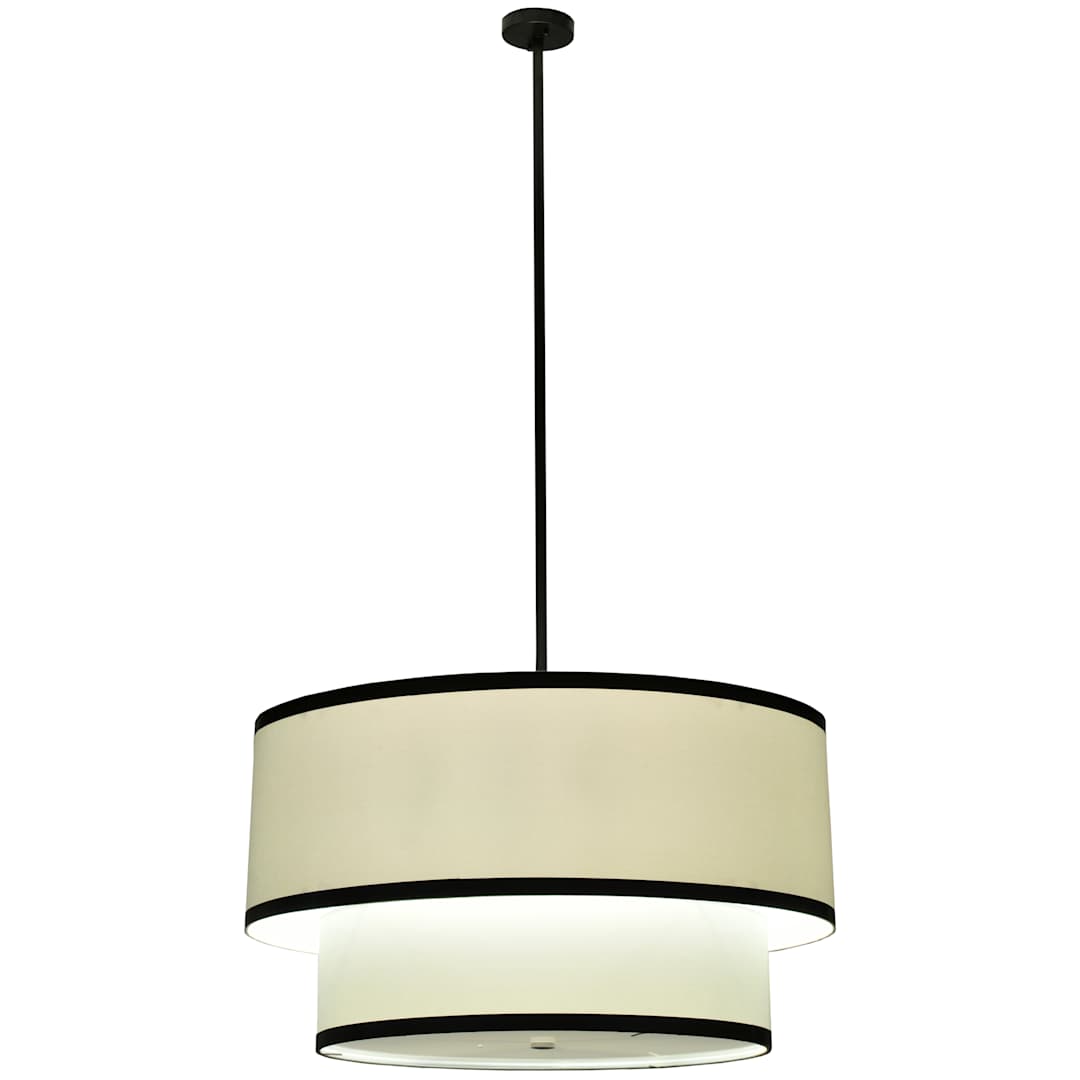 36" W Cilindro Cream 2 Tier Fabric Pendant