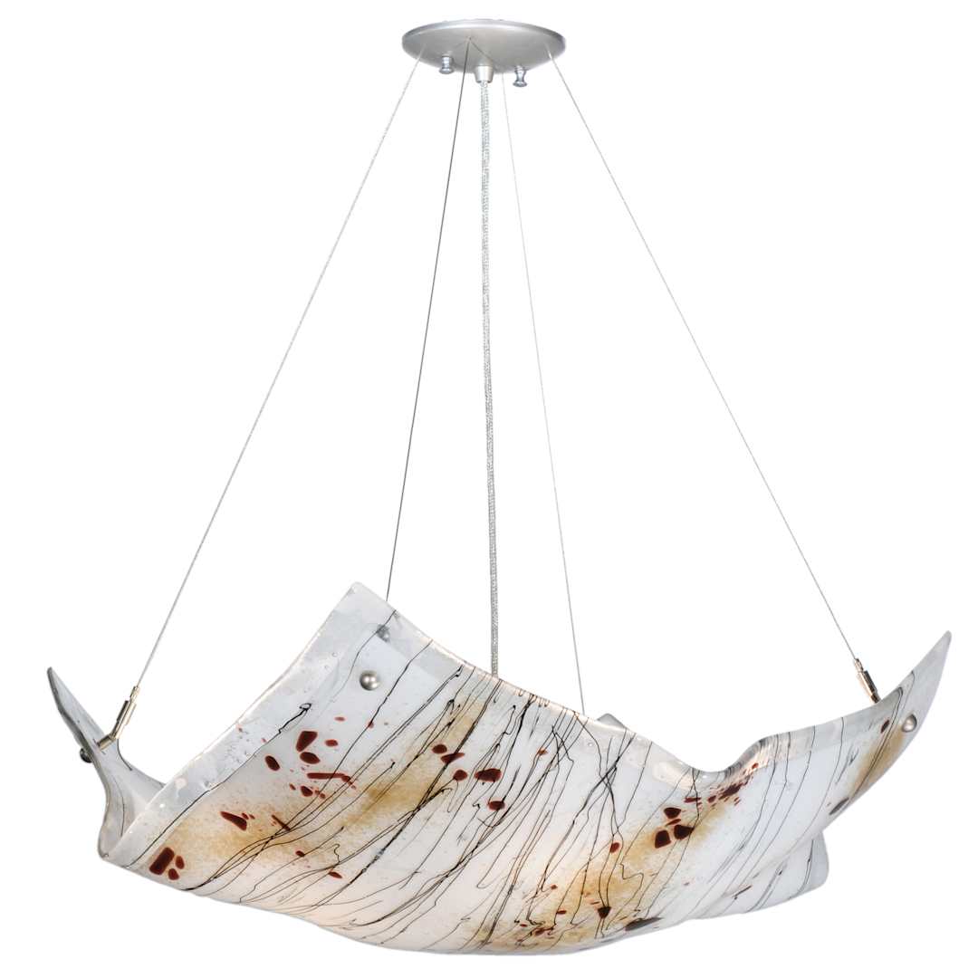 28" W Ramoscelli Crinkle Fused Glass Inverted Pendant