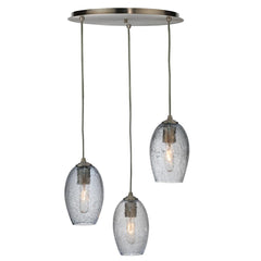 20" W Crackle Orb 3 Light Mouth Blown Shower Flush Mount Ceiling Fixture