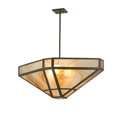 36.5" L Geometric Cognac Swirl Oblong Inverted Pendant