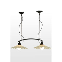 43" L Hoefijzer Beige 2 Light Fused Glass Island Chandelier