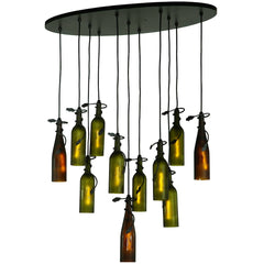 36" Wide Thirsty Owl 11 Wine Bottle Shower Pendant