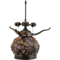 Dragonfly Jadestone 2 Light 18.5" Tall Hand-Crafted Table Lamp with Stained Glass
