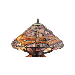 Dragonfly Jadestone 2 Light 18.5" Tall Hand-Crafted Table Lamp with Stained Glass