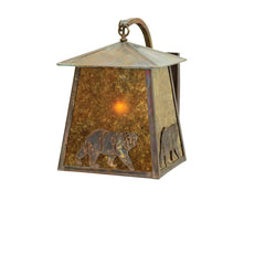 14" Wide Stillwater Northwoods Lone Bear Curved Arm Wall Sconce