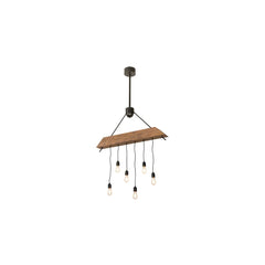 6-Lichts 112 cm Brede Houten Lineaire Hanglamp