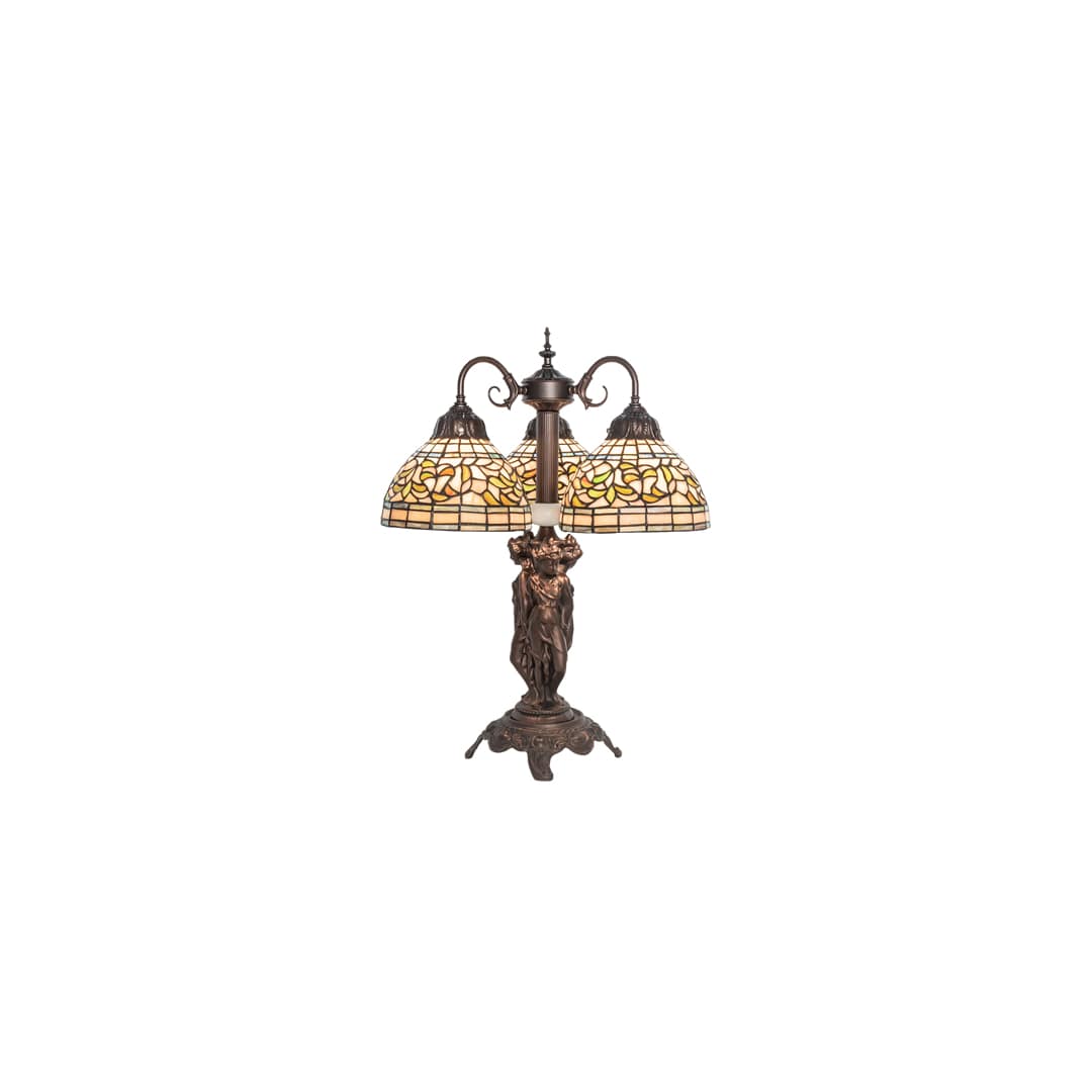 Tiffany Turning Leaf 3 Light 23" Tall Buffet Table Lamp