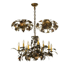 31" W Oak Leaf 9 Light Chandelier