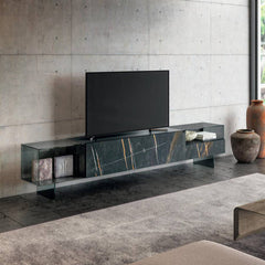 36e8 Glass TV Unit - Sahara Noir