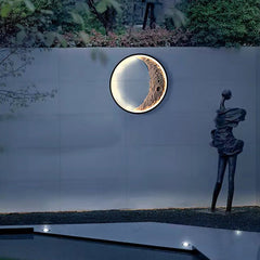 Round Resin Moon Crescent LED Hardwired Outdoor Wall Light