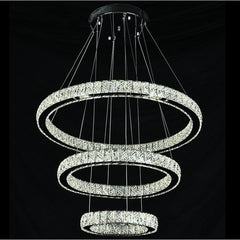 Geometrical Design Circle Chandelier Metal Crystal Ceiling Light