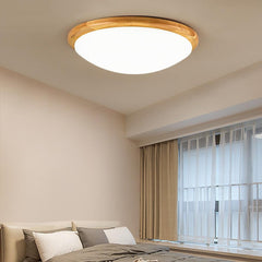 14'' LED Dimmable Wood Flush Mount Light Nordic LED Bamboo Bedroom Ceiling Lights