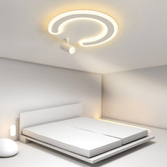 White Arc Flush Mount Light with Spotlight for Study Bedroom