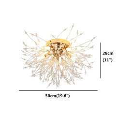 5-Light Unique Style Design Flush Mount Lighting Metal Crystal LED Living Room Ceiling Lights