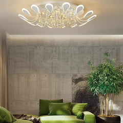 Flower Shaped Dimmable LED Crystal Modern Flush Mount Lighting Ceiling Light