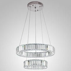 2-ring Regular Shape Steel Crystal LED Chandelier