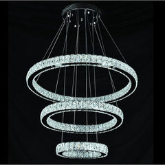 Geometrical Design Circle Chandelier Metal Crystal Ceiling Light