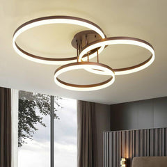 Metal Acrylic Ringed Large Flush Mount Ceiling Light with 3 Adjustable LED Lights
